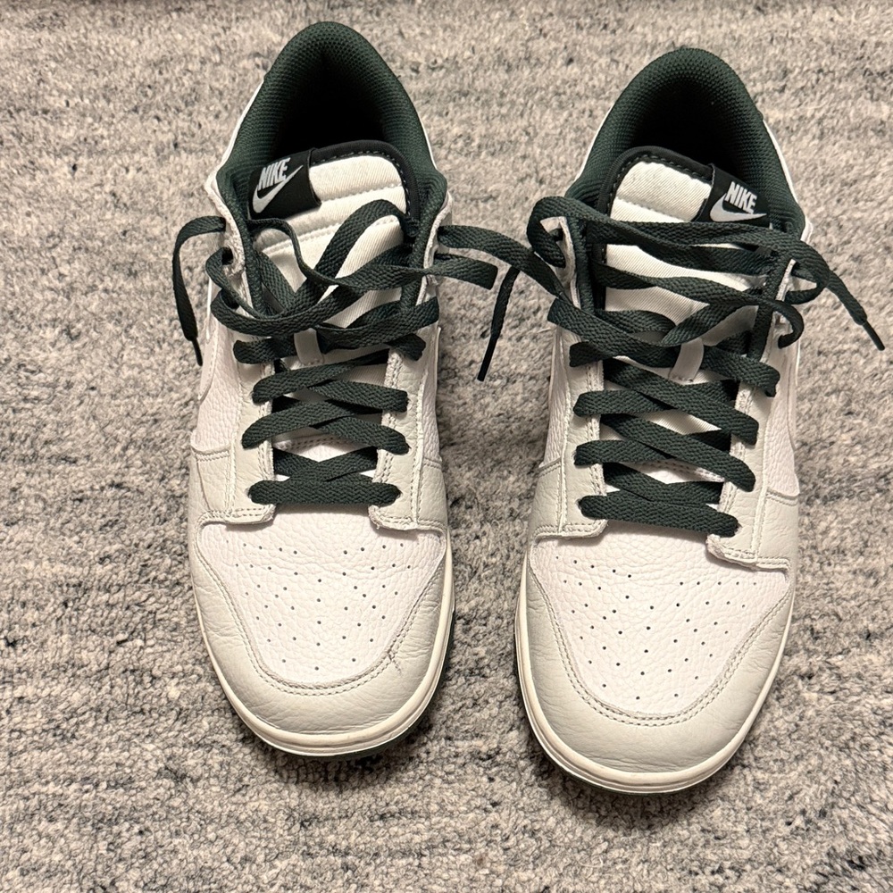 Nike White and Dark Green Athletic Shoes